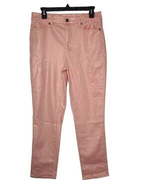 Lands' End Pink Sparkle High Rise Ankle Jeans Size 10